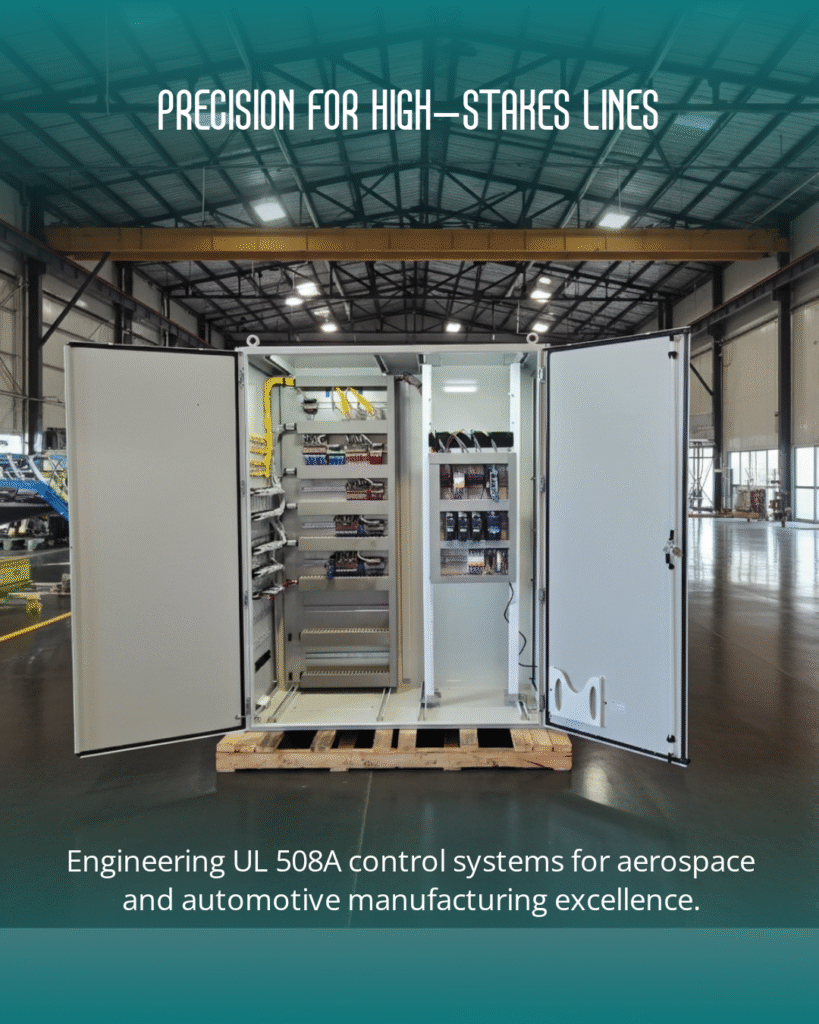 Precision For High-Stakes Control Systems Cabinets Engineering UL508A control panel systems for #Aerospace and #Automotive Manufacturing Excellence. UL 508A control panel fabrication and cabinet certification at AGM is all about safer, more reliable industrial control infrastructure. By choosing Applied Gray Matter, you’re partnering with a UL 508A certified panel shop that builds industrial control panels to the highest safety standards set by UL, with a strong focus on correct component selection, wiring practices, and documentation that stand up to real-world inspections and plant conditions. AGM’s UL 508A certification reflects rigorous safety standards, quality craftsmanship, and disciplined construction methods that help reduce electrical hazards, improve uptime, and streamline approval with authorities having jurisdiction. Their team collaborates with you to design, engineer, and manufacture high-performance control systems that comply with UL 508A and can support broader certification paths such as CE, enabling safer operation and easier market access for OEMs and industrial facilities. When you standardize on AGM as your UL 508A control panel partner, you get inspection-ready panels with proper SCCR marking, clear labeling, and consistent build quality, which simplifies commissioning and maintenance over the full lifecycle of your equipment. Trust AGM to deliver control panels that prioritize safety and performance so your operations run smoothly, securely, and with a higher level of engineering discipline built in from day one. Learn more or start a project on the UL 508A Control Panel Fabrication and Cabinet Certification service page: https://lnkd.in/g3pcJQmF or Call Us at (315) 878-2372 #controlpanel #controlsystems #controlpanels #UL508A #CabinetCertification