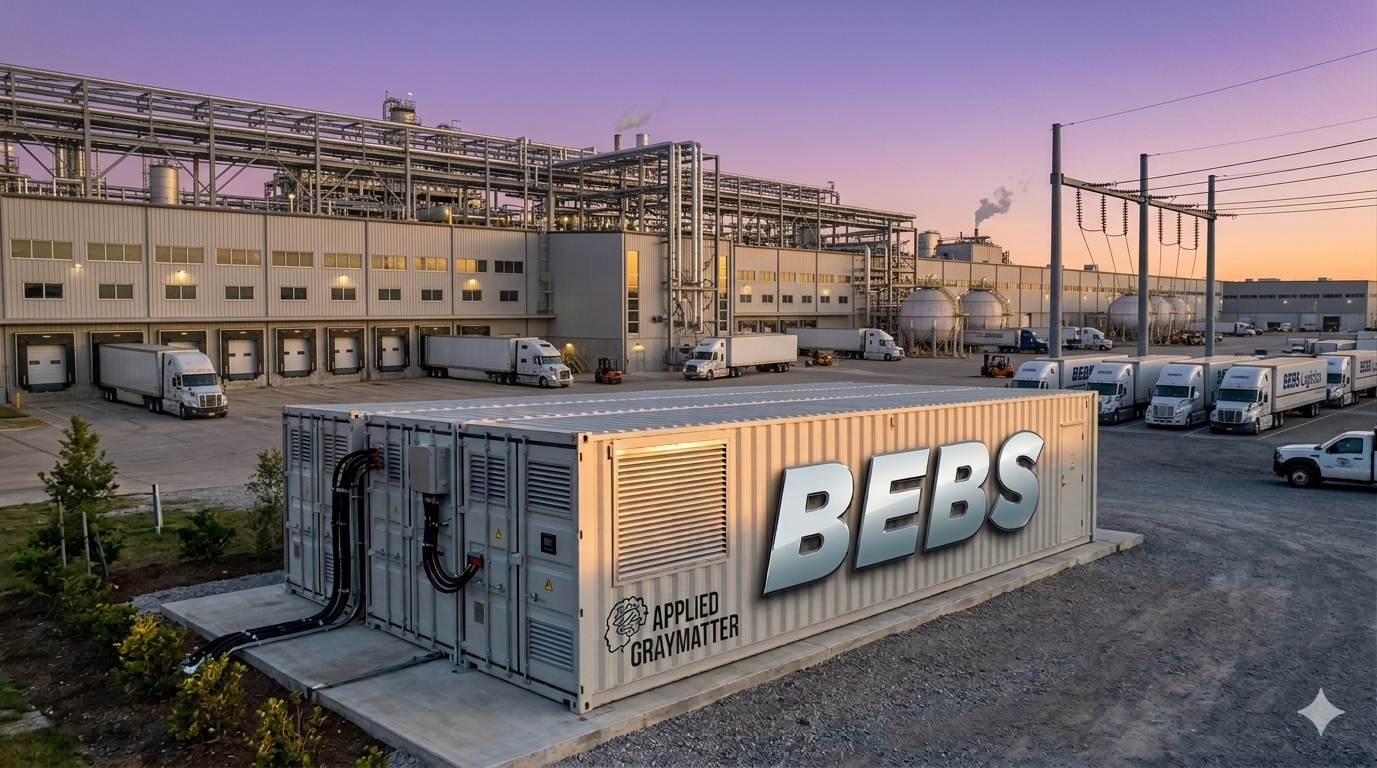 Industrial Battery Backup and Industrial Energy Storage Systems (ESS). Our solutions are designed to help industrial facilities maintain uptime, protect critical operations, and reduce the risk of costly interruptions caused by power disruptions. Don’t let outages, voltage fluctuations, or unexpected grid failures interrupt productivity. Applied Gray Matter’s BEBS and ESS solutions provide clean, reliable, and scalable backup power for industrial equipment, automated systems, commercial facilities, and mission-critical operations that can’t afford downtime. These systems can also support broader energy goals, including peak shaving, load shifting, renewable integration, and long-duration backup power for facilities that need more than a traditional UPS can provide. In industrial environments, that means better resilience, improved energy control, and a smarter path to business continuity. Call us today at (315) 878-2372 for a free consultation.