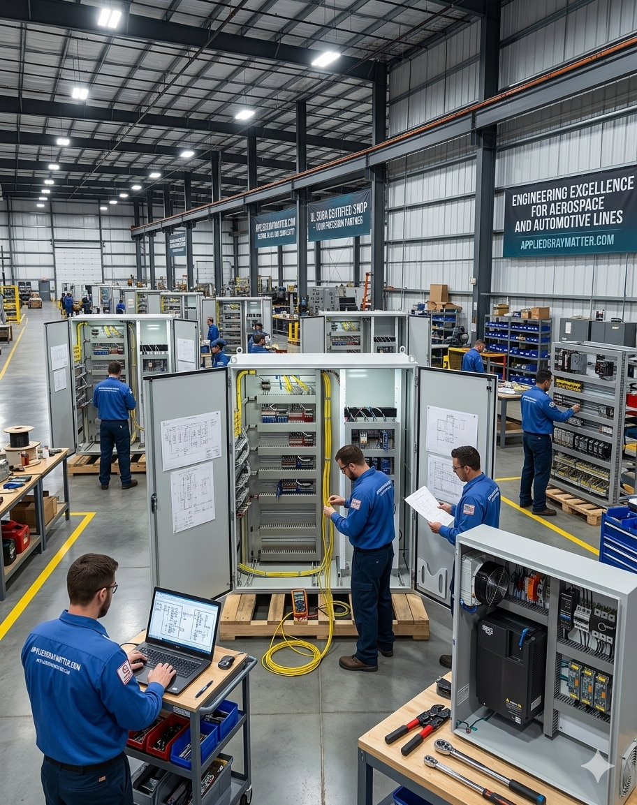 Learn what makes a UL 508A control panel fabrication shop qualified, how control panels and control systems support industrial operations, and what services a certified UL 508A panel shop should provide.

Control Panels, Control Systems, and UL 508A Control Panel Fabrication Shop: What to Look for in a Certified Partner
In modern industry, control panels are the operational core of automation. They distribute power, house protection devices, integrate PLCs and HMIs, coordinate field devices, and give operators a safe, structured way to run equipment and processes. When those control panels are designed and built correctly, they improve uptime, simplify maintenance, and make inspections far less painful. When they are built poorly, they create rework, delays, and safety exposure. UL Solutions aeSolutions

That is why choosing the right UL 508A control panel fabrication shop matters. A certified control panel shop is not just assembling components in an enclosure. It is engineering a compliant electrical system around component suitability, wiring methods, grounding, spacing, labeling, overcurrent protection, and short-circuit current rating (SCCR). These are not cosmetic issues — they directly affect whether a control panel is accepted by inspectors, insurers, OEM customers, and end users.

If your project involves industrial automation, OEM machinery, process systems, utilities, packaging, manufacturing, or infrastructure, this guide explains what control panels and control systems do, what UL 508A certification actually means, and what services you should expect from a qualified fabrication partner.

What Are Control Panels?
A control panel is an engineered assembly that contains the electrical and automation components needed to monitor, protect, and control a machine, process, or facility system. Typical control panels include breakers, disconnects, transformers, contactors, terminal blocks, relays, drives, PLCs, safety devices, operator interfaces, and networked communications hardware. The National Electrical Code definition referenced by UL describes industrial control panels as assemblies containing two or more power or control circuit components.

A well-built control panel centralizes electrical logic and field connections in one serviceable location. That means faster troubleshooting, more consistent wiring practices, cleaner documentation, easier upgrades, and safer maintenance. In practice, a control panel is not just a box of parts — it is the execution platform for your control strategy.

What Are Control Systems?
A control system is the broader architecture that makes your equipment or process function predictably. The control panel is one physical part of that architecture, but the full control system usually includes PLC programming, HMI design, VFD integration, motor control, instrument signals, alarms, safety circuits, communications networks, remote visibility, and sometimes SCADA or higher-level plant integration.